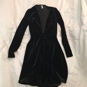 American Apparel Long Sleeve Plunging Mini Dress